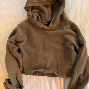 Casual Brown Hoodie Cropped urban outfitters